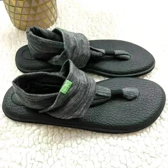 Sanuk Yoga Sling 2 Black Slip On Cushiony Ohm Zen Thong Sandal Size 8 - Picture 7 of 13